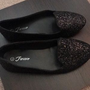Black sparkly flats